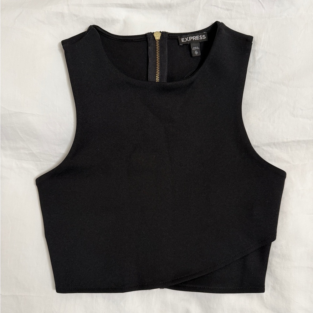 Express Crop Top, Black, Size XS